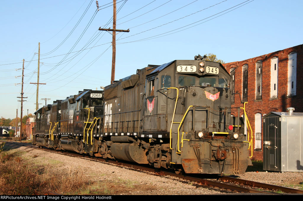 NCYR 345 leads 2 other locos into town to make a pickup